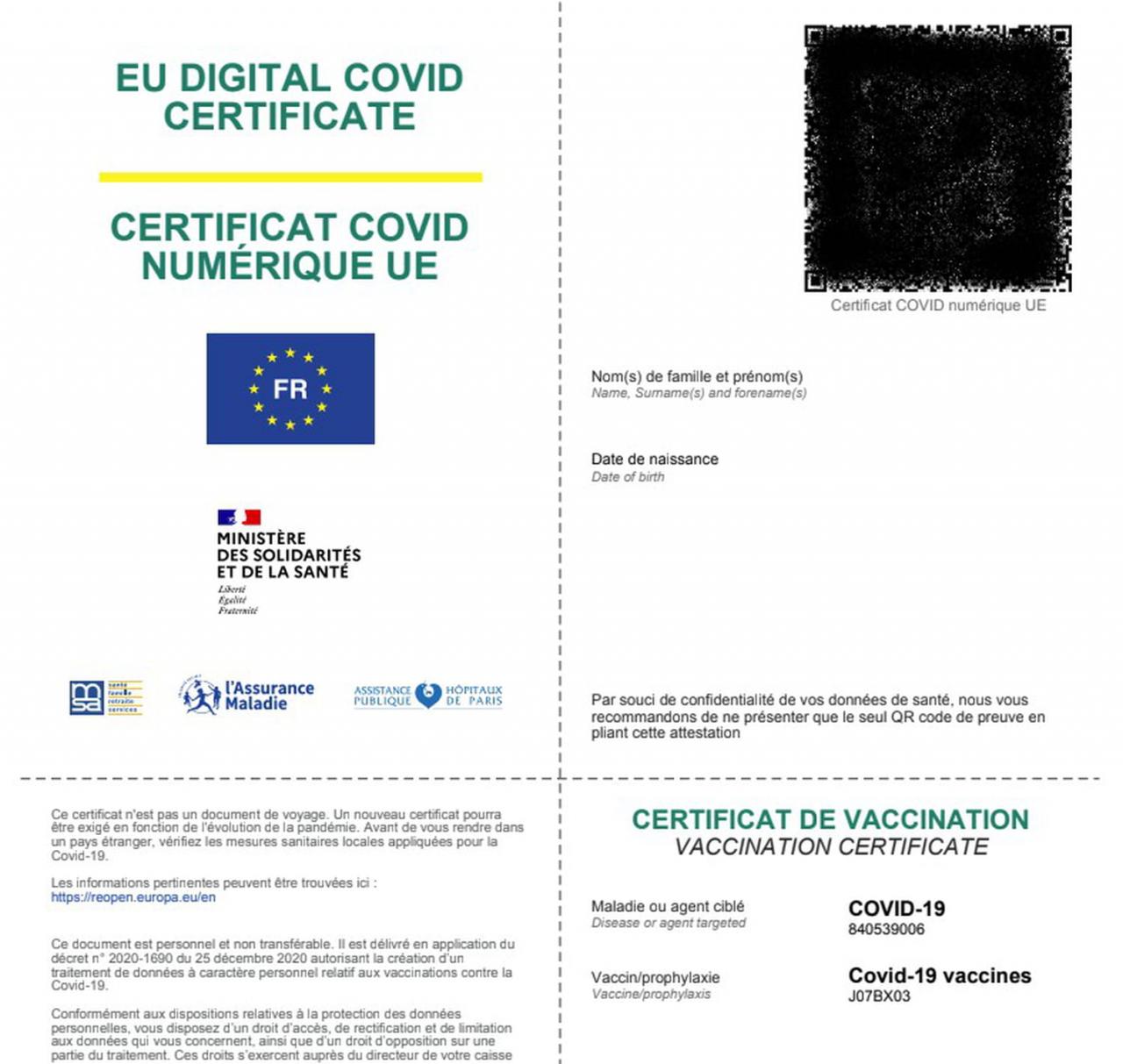 Attestation vaccinale